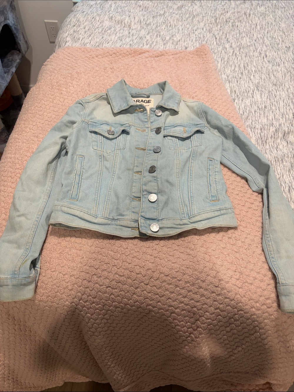 Garage Light Blue Denim Jacket with Button Front